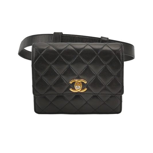 Chanel Vintage Belt Bag Mini Black Lambskin Leather Gold-tone Hardware