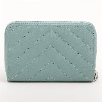 Chanel Chevron Caviar Green Grey Coin Case