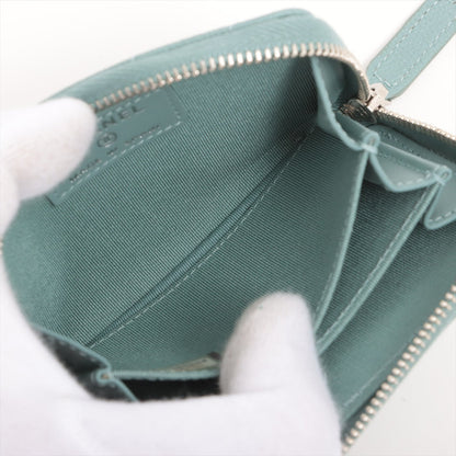 Chanel Chevron Caviar Green Grey Coin Case