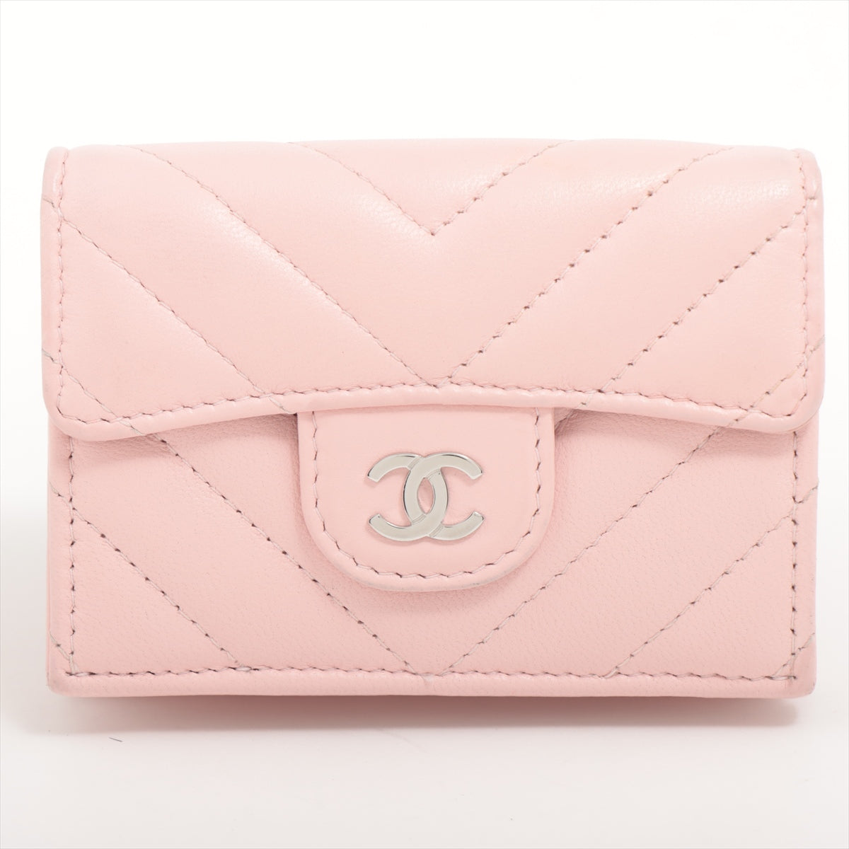 Chanel Chevron Compact Wallet Light Pink