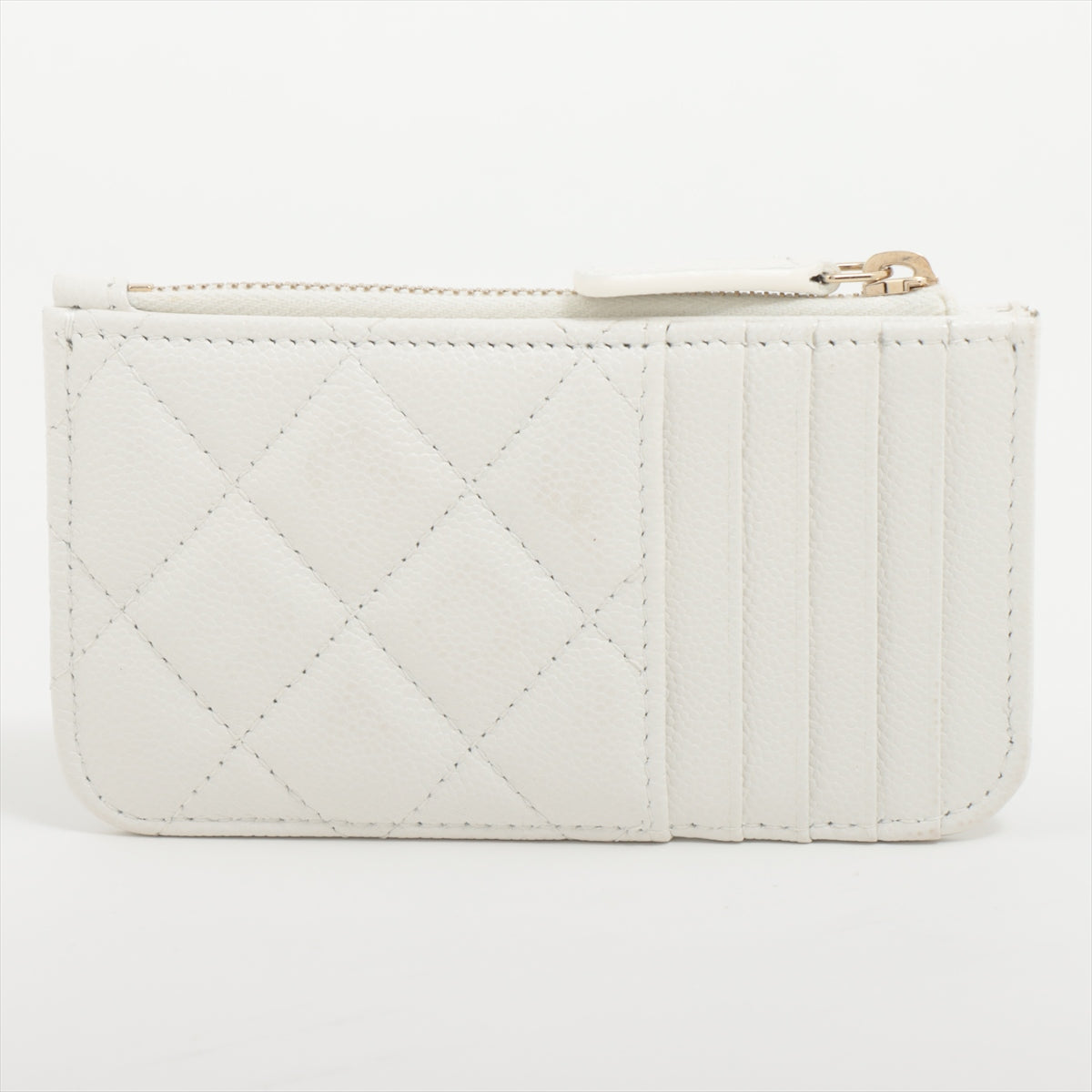 Chanel Matelasse Caviar White 5 Slot Zipper Card Case