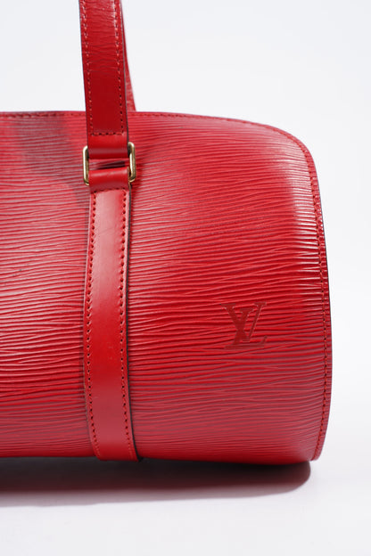 Louis Vuitton Soufflot Handbag Red Epi Leather