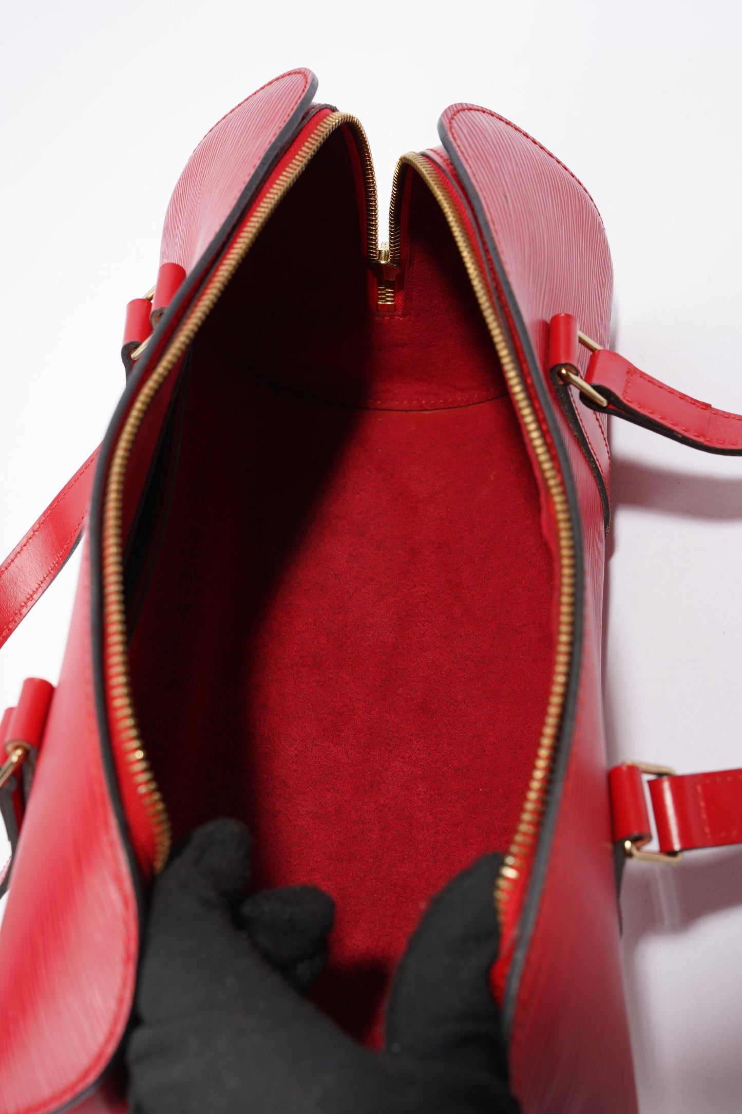 Louis Vuitton Soufflot Handbag Red Epi Leather