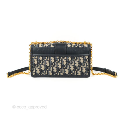 Dior 30 Montaigne East-West Bag With Chain Blue Dior Oblique Jacquard
