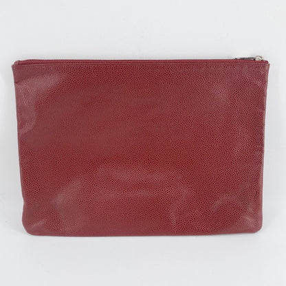 Chanel Red Leather Clutch