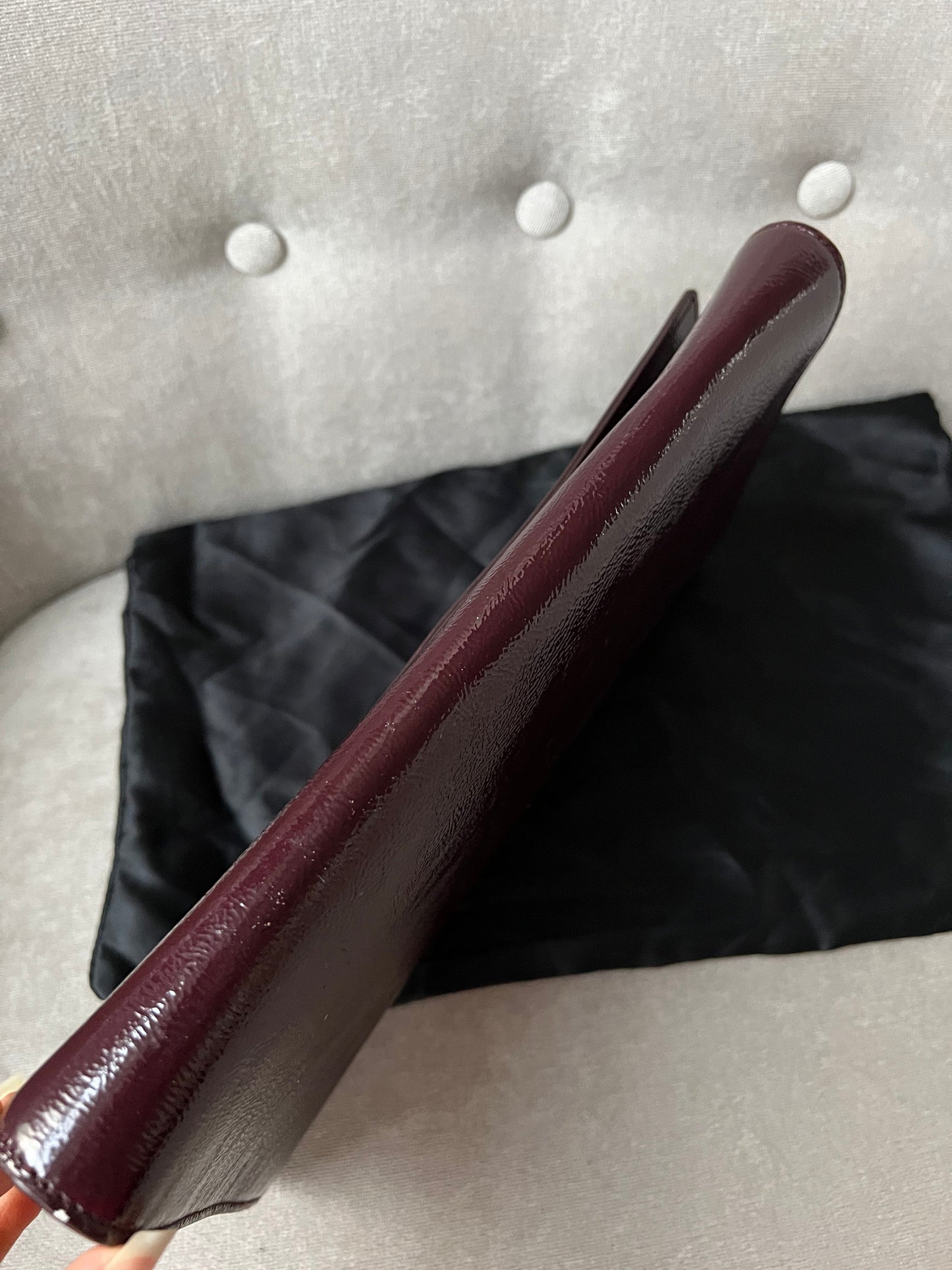 Yves Saint Laurent (YSL) Burgundy Patent Belle de Jour Clutch