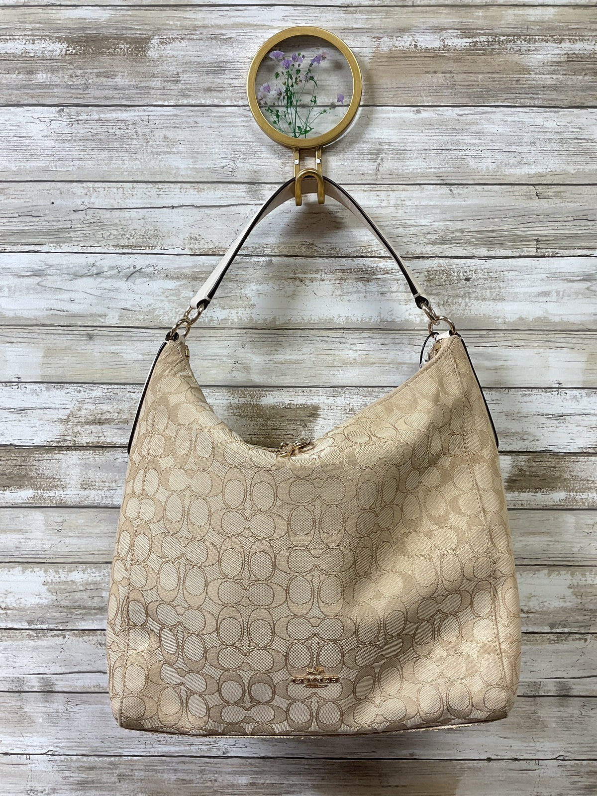 Handbag Designer By Coach In Cream, Size:Medium