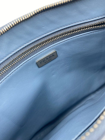 Prada Saffiano Leather Blue Clutch Bag