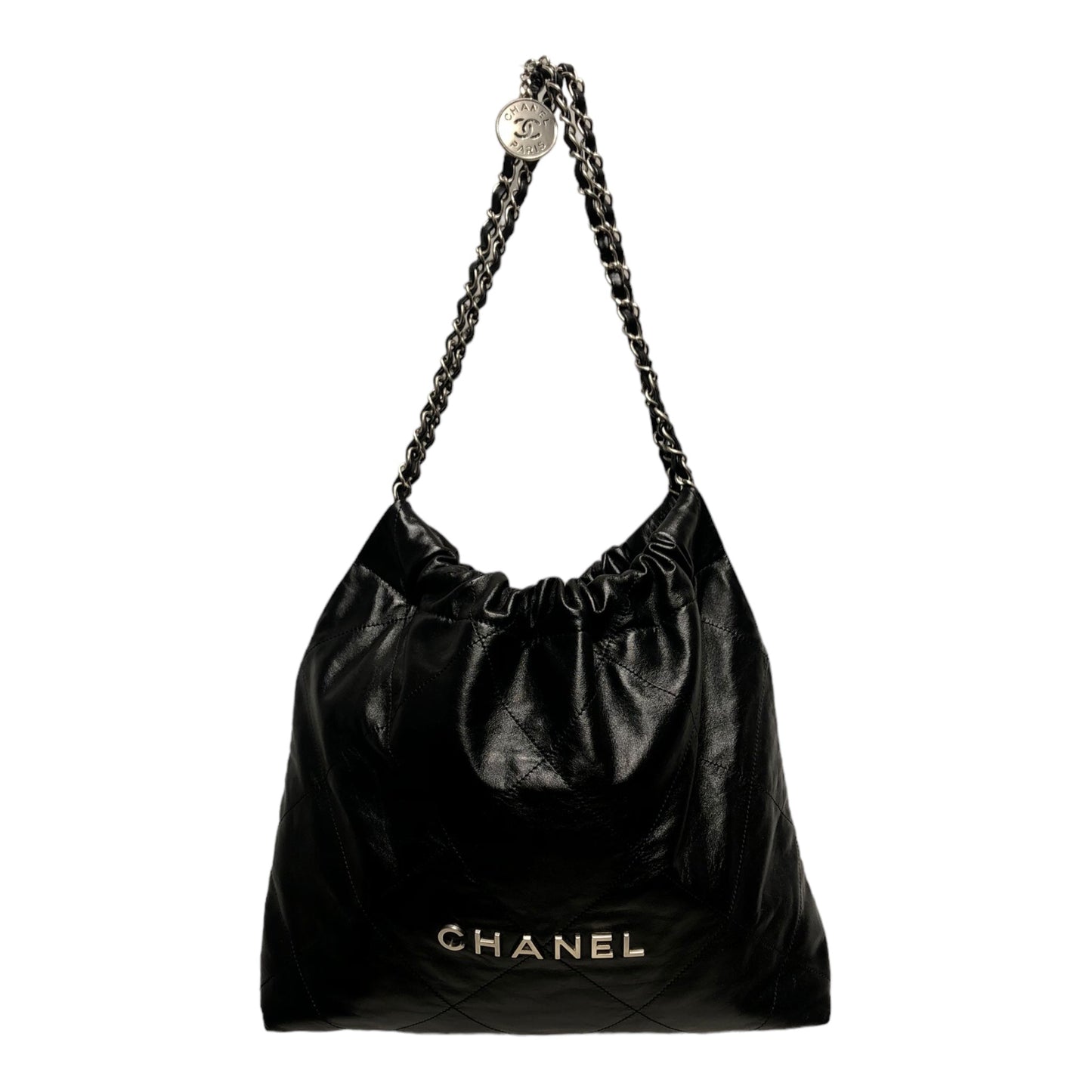 Chanel Hand Bag Leather BLK '22 QUILTED HOBO