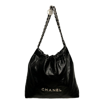 Chanel Hand Bag Leather BLK '22 QUILTED HOBO
