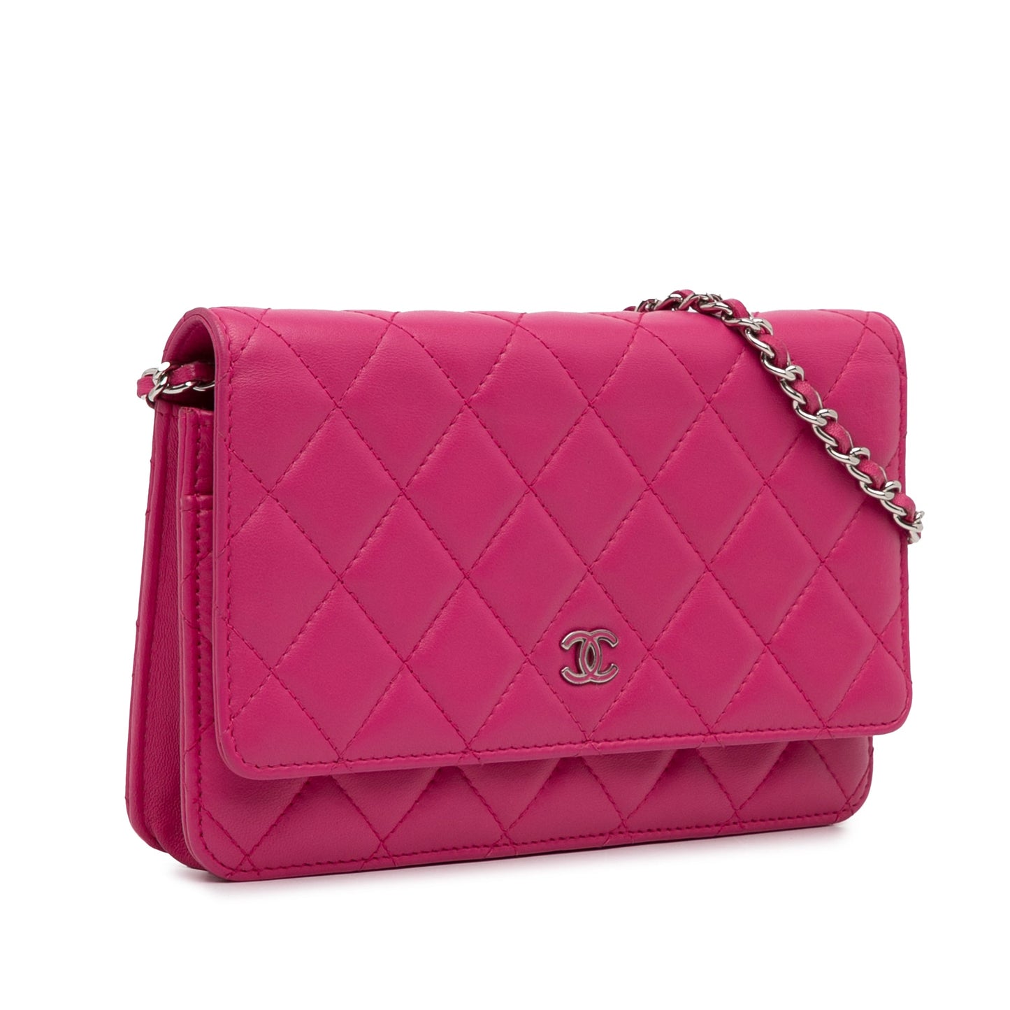 Pink Chanel Classic Lambskin Wallet on Chain Crossbody Bag