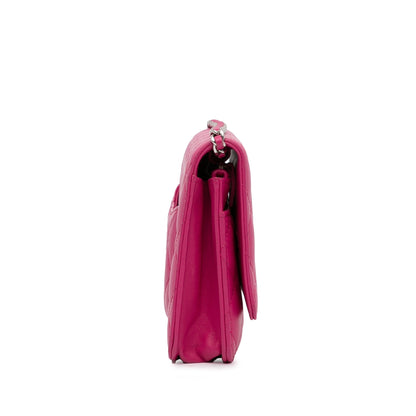 Pink Chanel Classic Lambskin Wallet on Chain Crossbody Bag