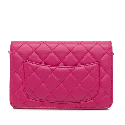 Pink Chanel Classic Lambskin Wallet on Chain Crossbody Bag
