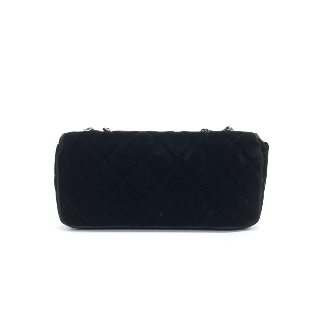 Chanel Baguette Flap Black Velvet Double Strap Silver Hardware 2005-2006
