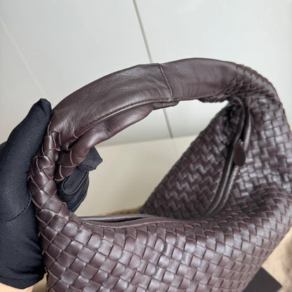 Bottega Veneta Hobo Bag Large Dark Chocolate Brown Lambskin with Studs 47cm