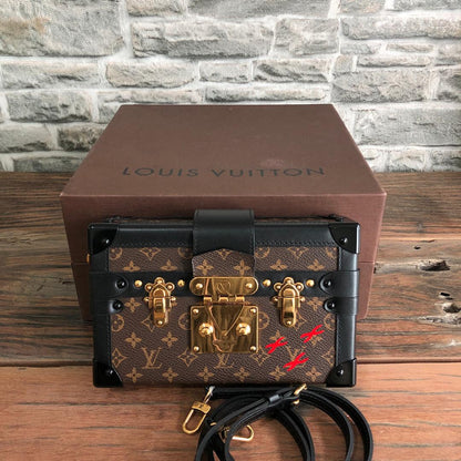 Louis-Vuitton Petite Malle Monogram Leather Bag with Strap