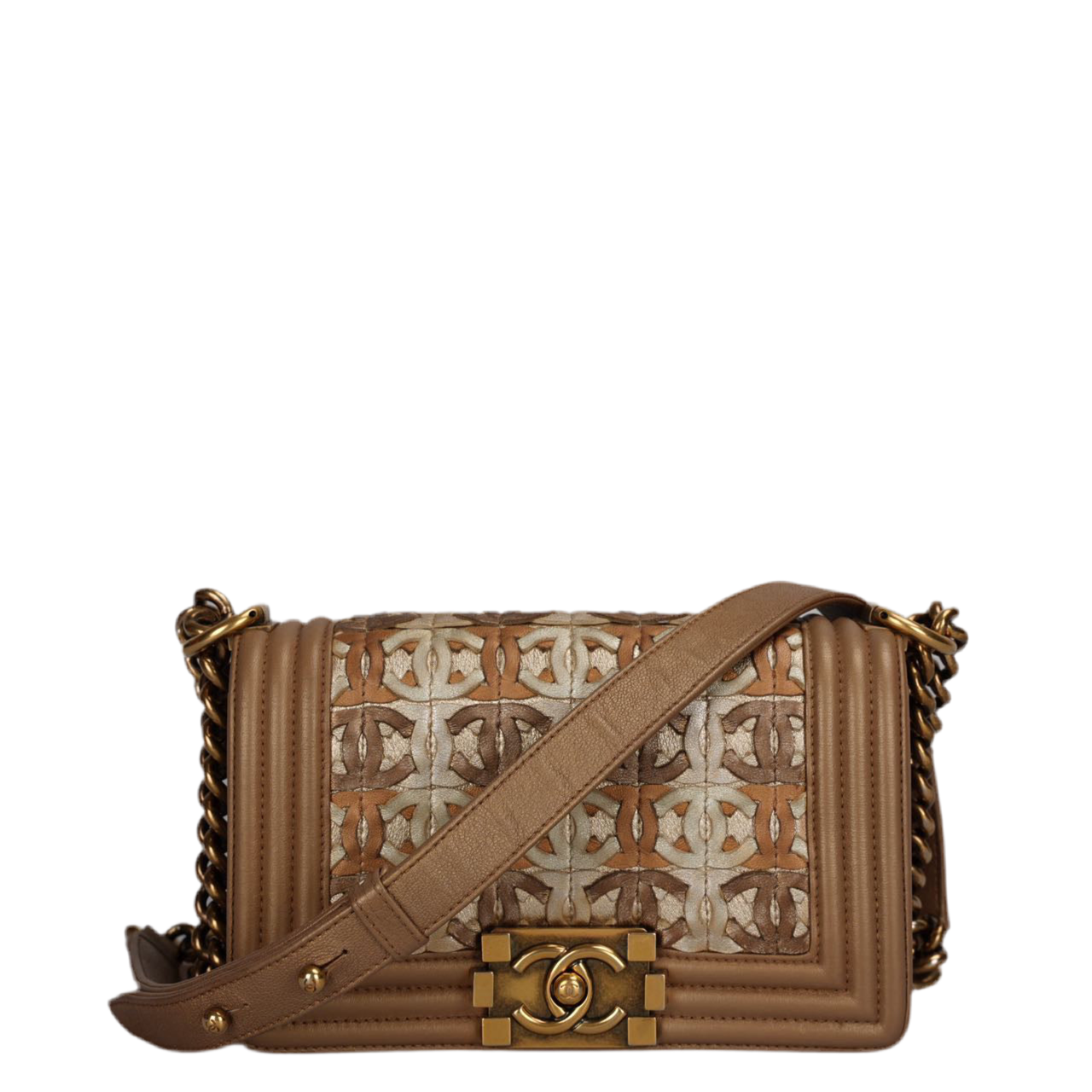 Chanel Boy Bag Limited Edition 15C Paris Dubai Small Metallic Gold
