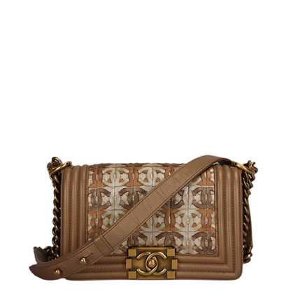 Chanel Boy Bag Limited Edition 15C Paris Dubai Small Metallic Gold