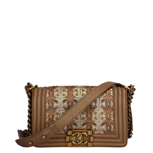 Chanel Boy Bag Limited Edition 15C Paris Dubai Small Metallic Gold