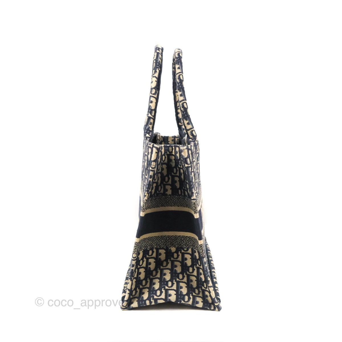 Christian Dior Medium (Old Small) Dior Navy Oblique Embroidery Canvas Book Tote