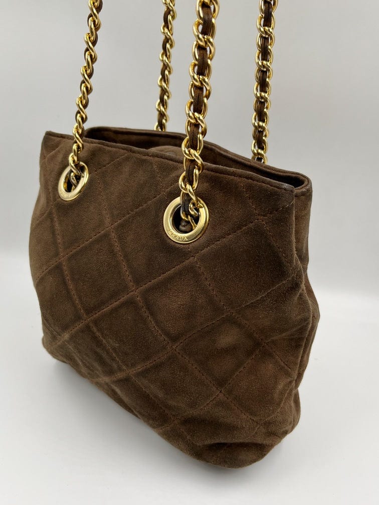 Prada Suede Tote with Chain Handle