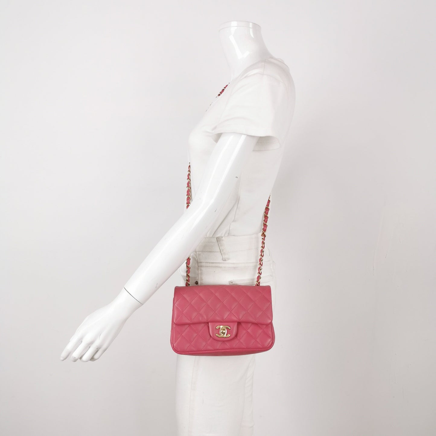Chanel Classic Flap Rectangular Mini Pink Lambskin Gold Hardware
