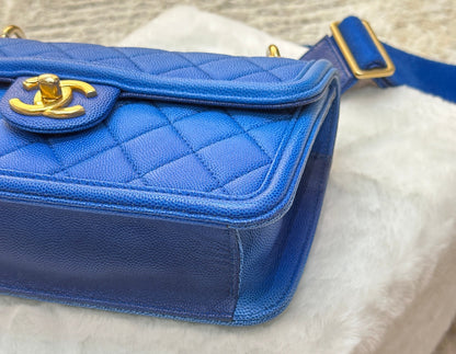 CHANEL Caviar Quilted Small Sunset On The Sea Flap Blue