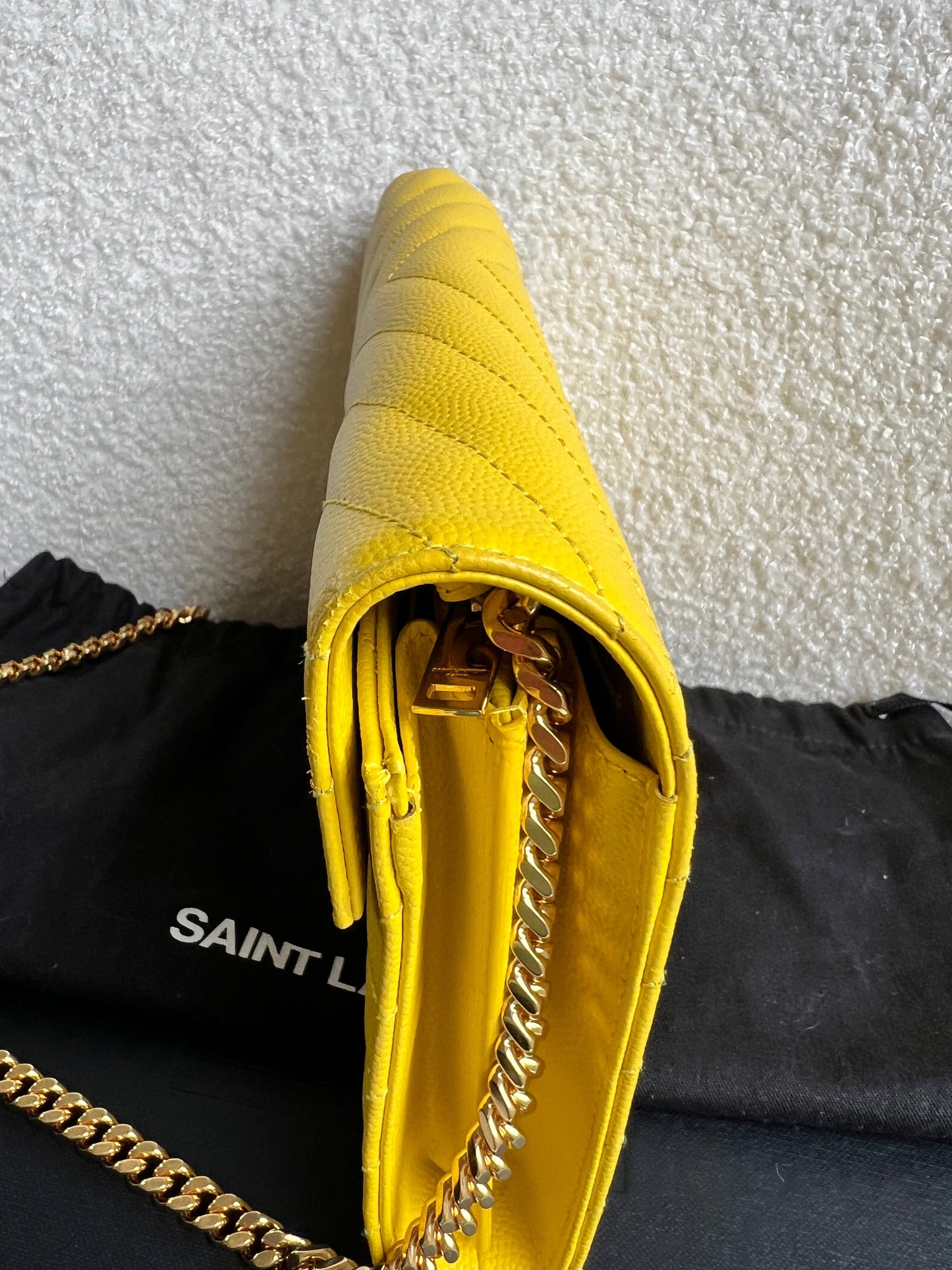 Yves Saint Laurent (YSL) Yellow Envelope Chain Wallet