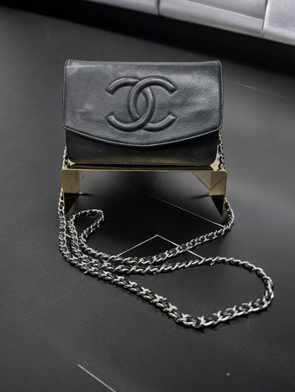 Chanel Black Caviar Leather Wallet on a Chain