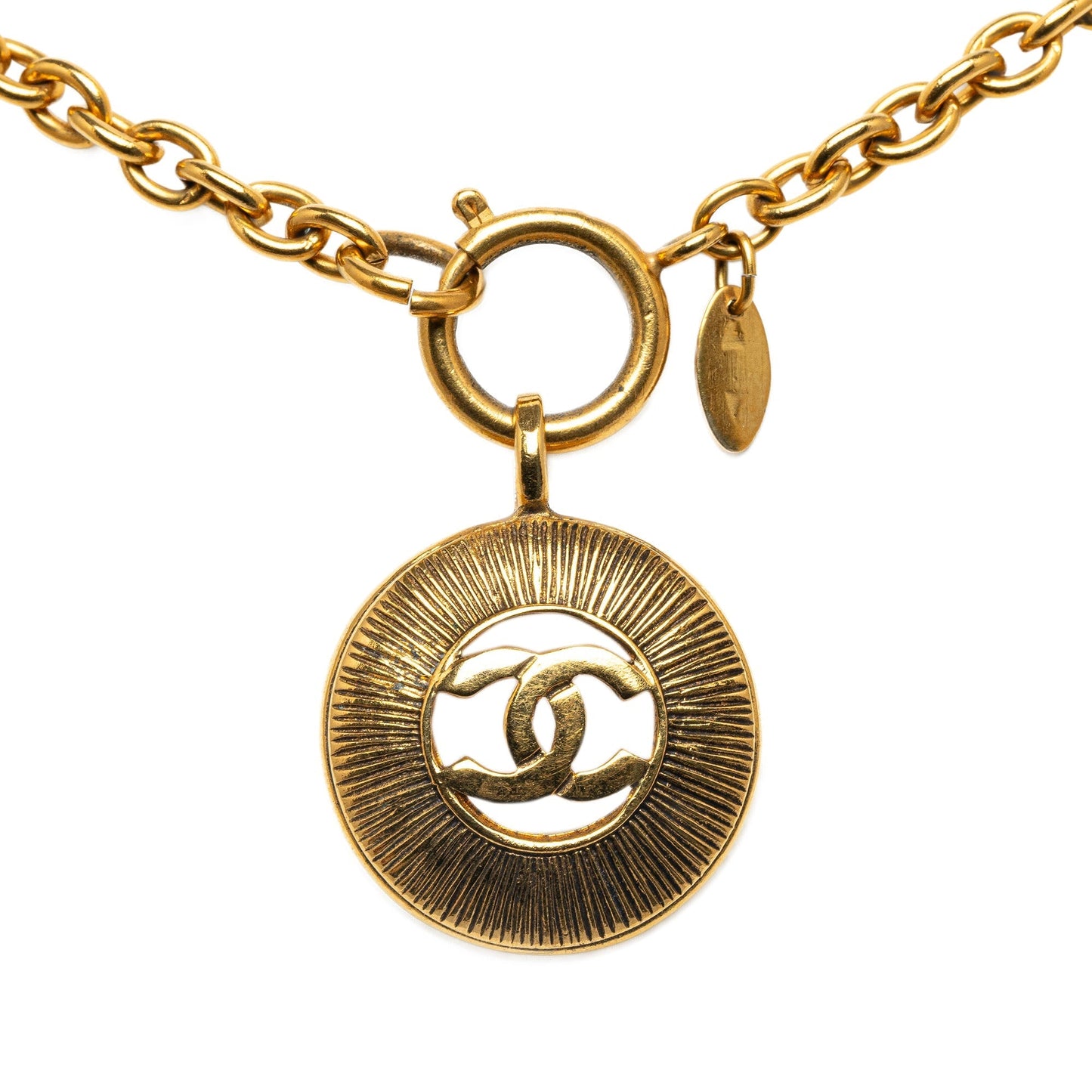 CHANEL CC Round Pendant Necklace Costume Necklace