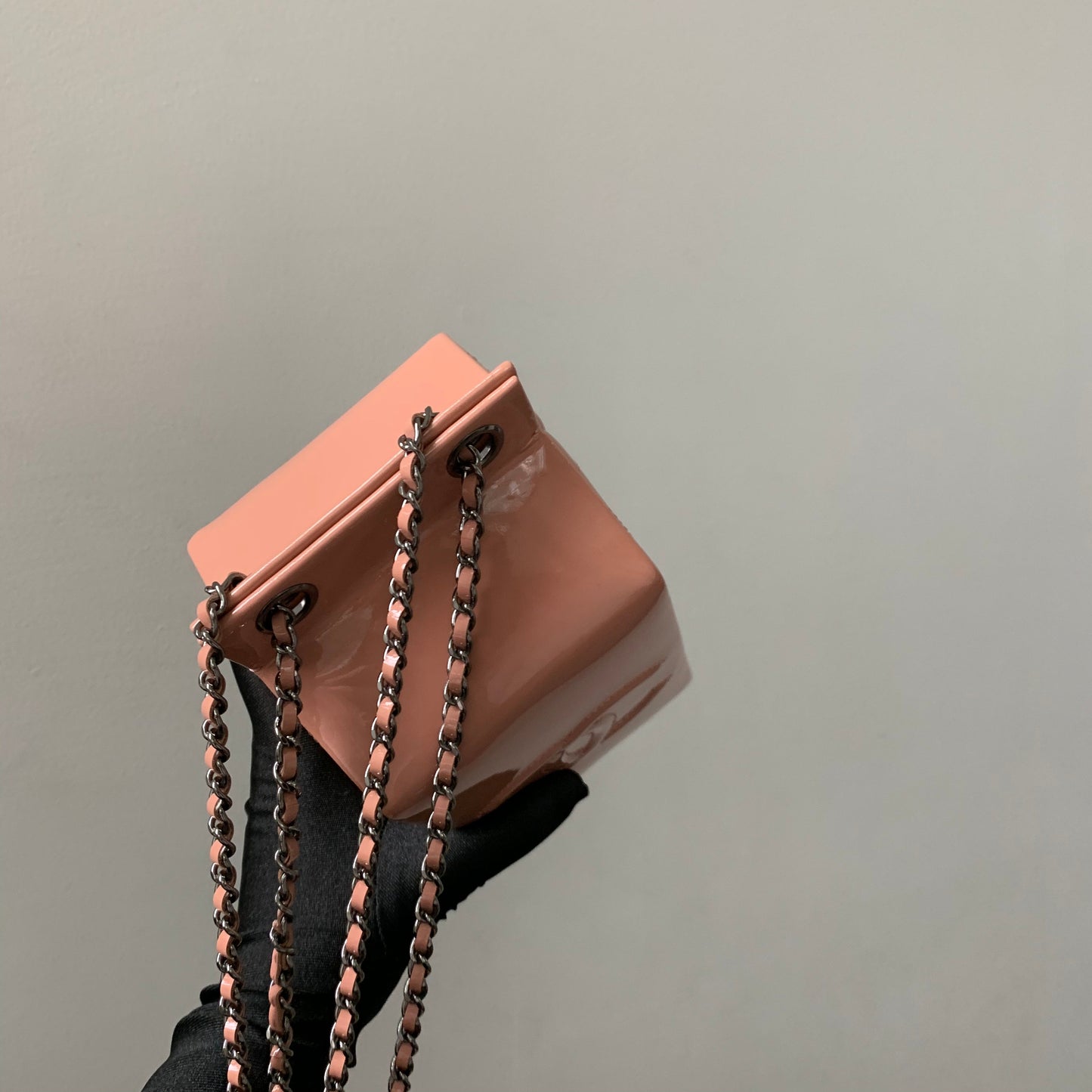 Rare CC Milk Carton Patent Chain Crossbody Bag in Pink