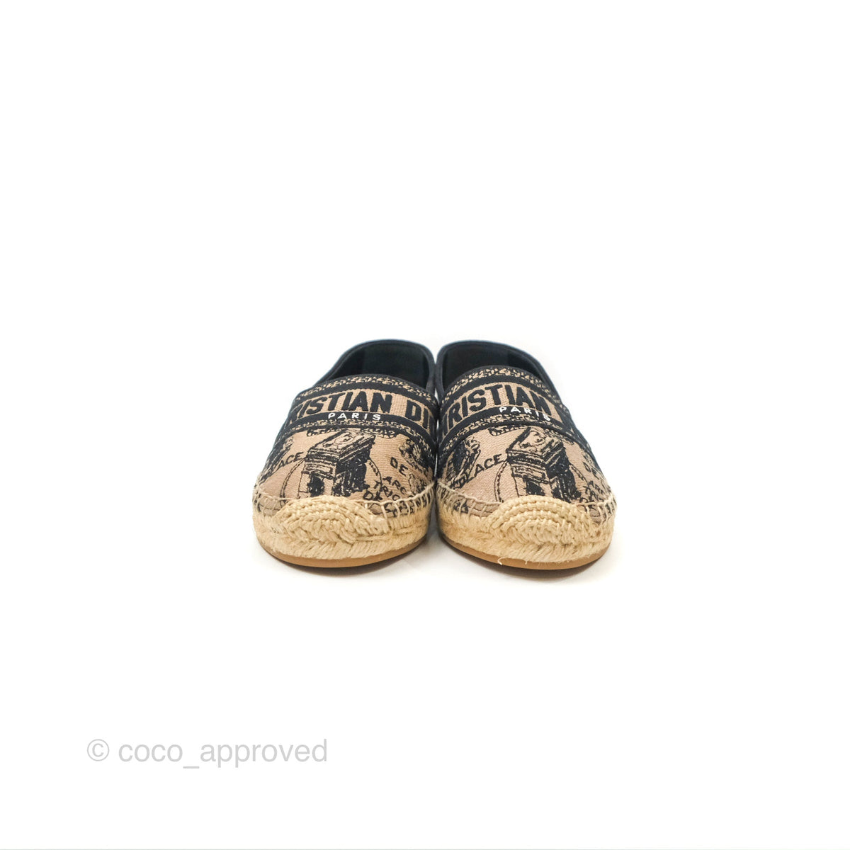 Dior Granville Espadrille Plan De Paris Beige Black Size 37.5