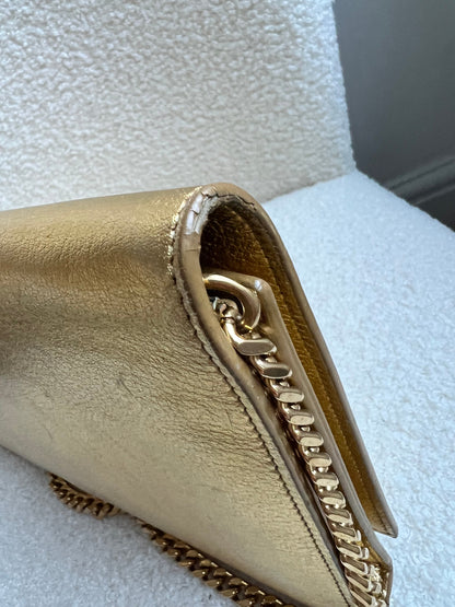 Yves Saint Laurent (YSL) Gold Chain Wallet with Gold Hardware