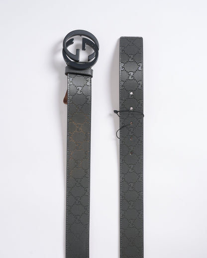 New Gucci Men's Logo Belt In Grey