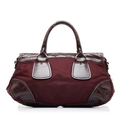 Prada Vitello Trimmed Tessuto Satchel