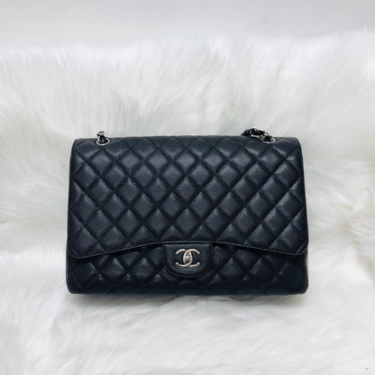 Classic Single Flap Maxi in Black Caviar Leather with SHW