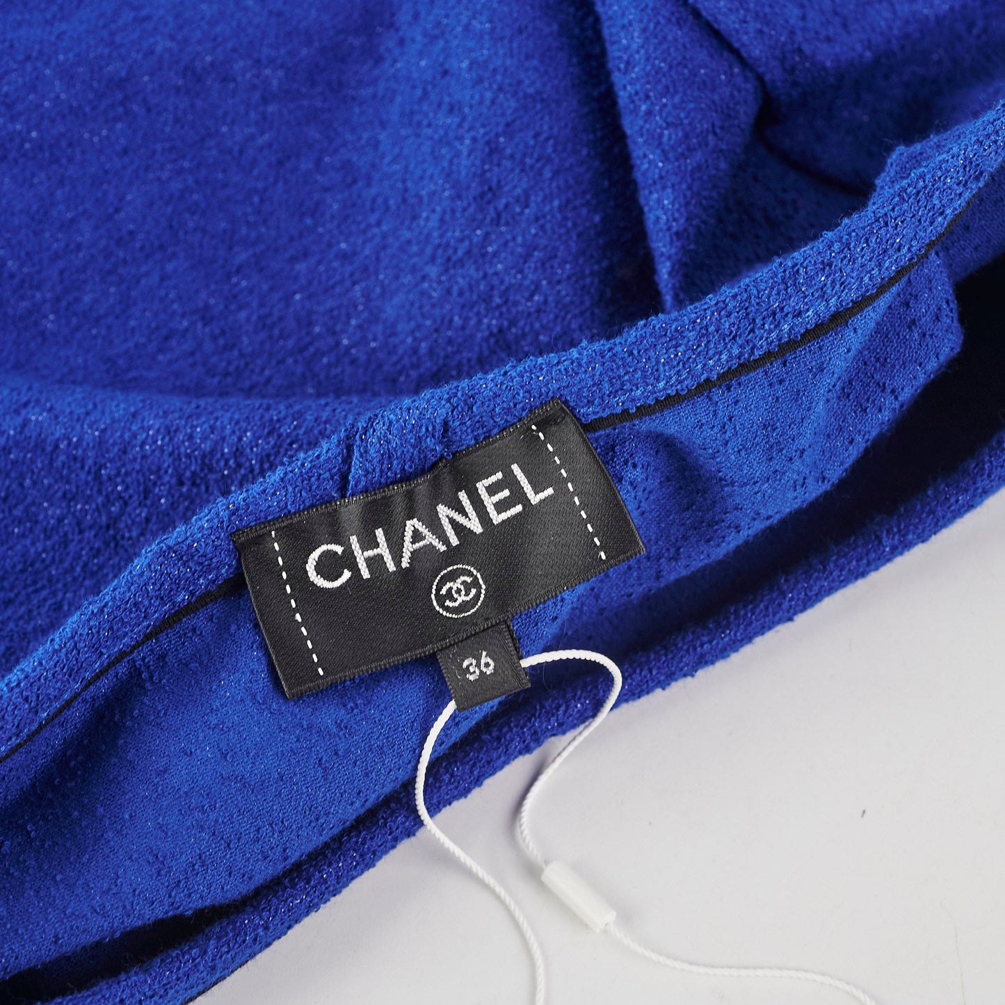 Chanel Tee - Shirt Cotton Tweed Blue Size 36