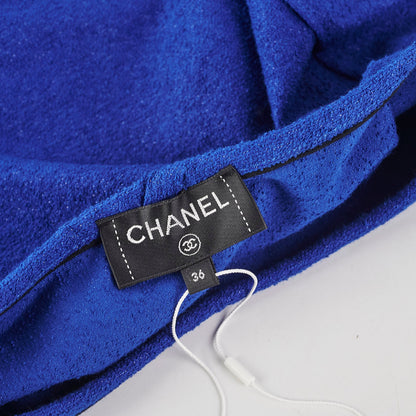 Chanel Tee - Shirt Cotton Tweed Blue Size 36