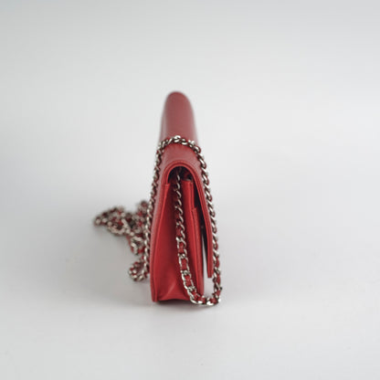 Chanel Coco Mark Caviar Red Wallet On Chain Woc