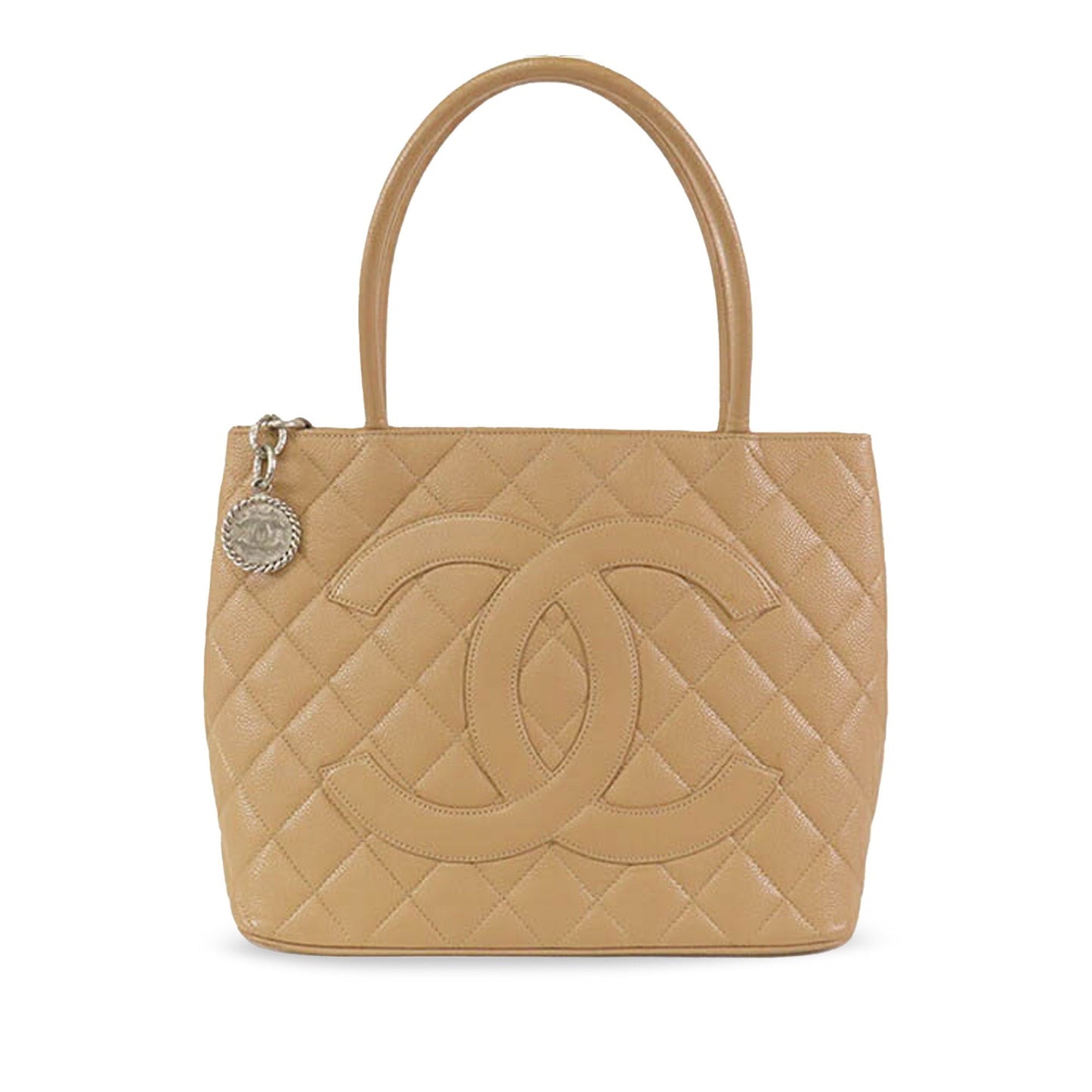 Tan Chanel Caviar Medallion Tote
