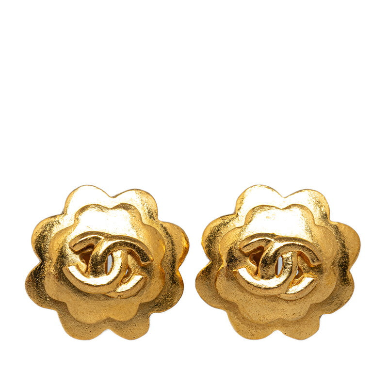 Chanel CC Flower Clip On Earrings  Metal Earrings in Excellent condition