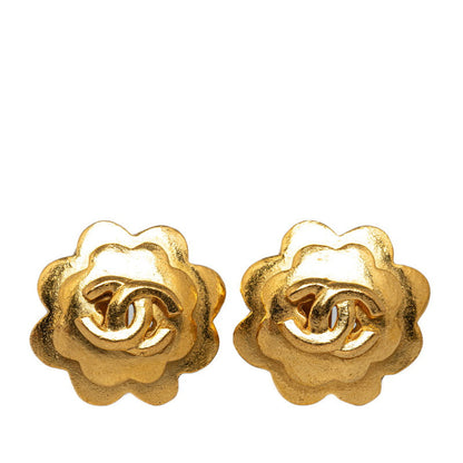Chanel CC Flower Clip On Earrings  Metal Earrings in Excellent condition