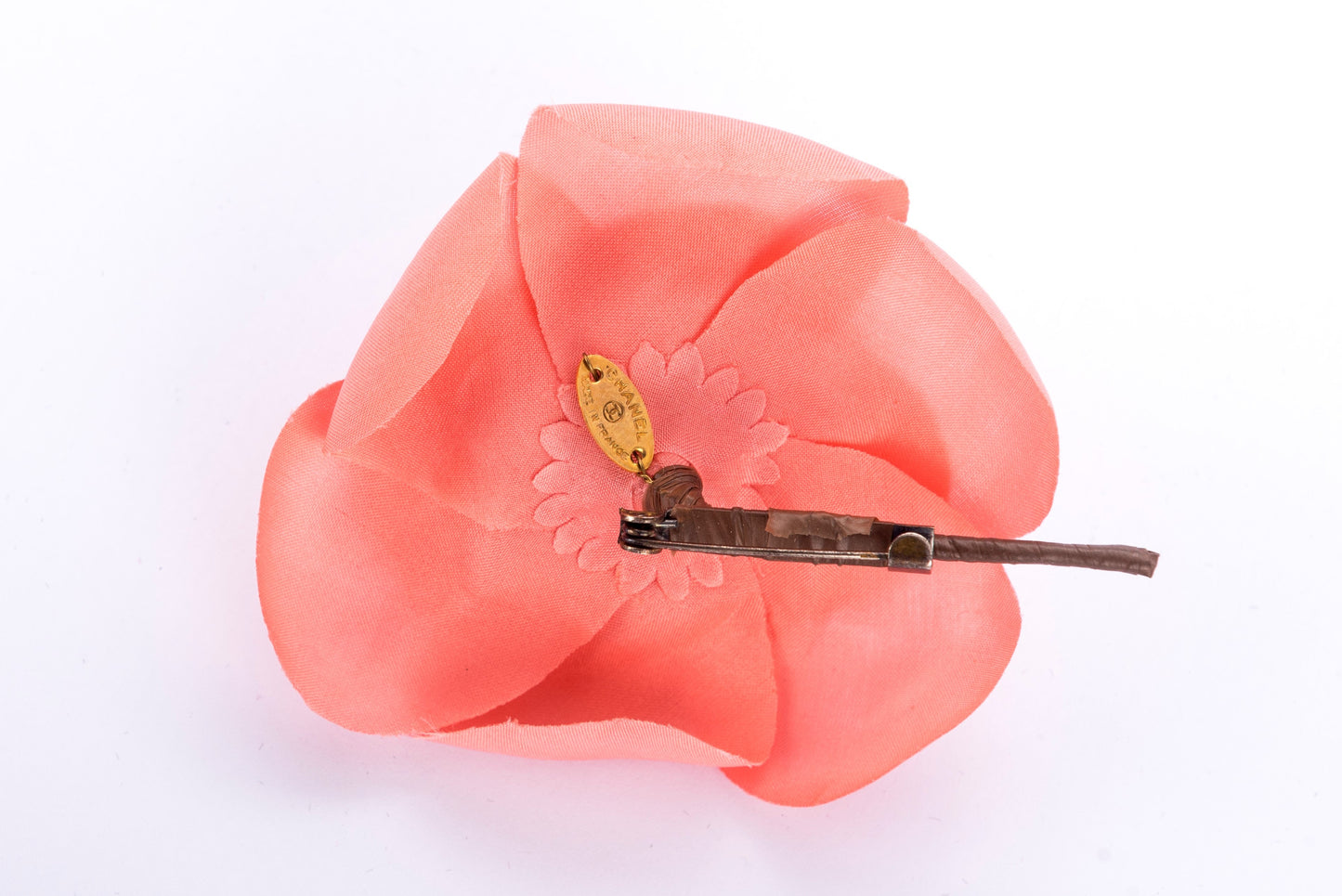 Chanel Camellia Brooch Peach Color Fabric, no Box