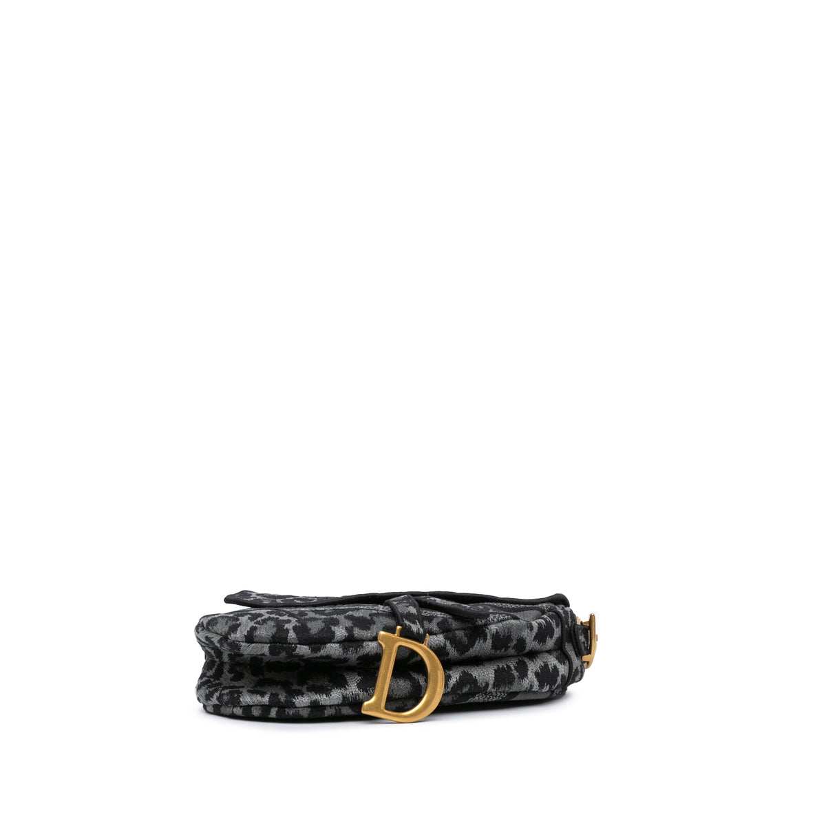 Mizza Embroidered Canvas Leopard Saddle Bag