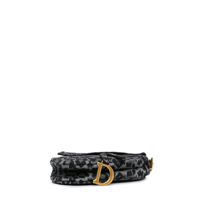 Mizza Embroidered Canvas Leopard Saddle Bag