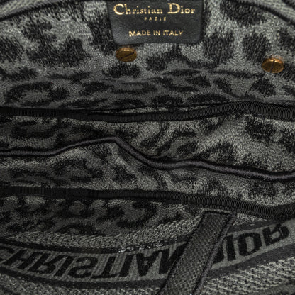 Mizza Embroidered Canvas Leopard Saddle Bag