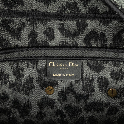 Mizza Embroidered Canvas Leopard Saddle Bag