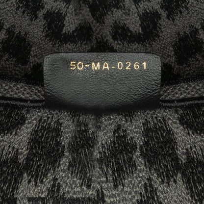 Mizza Embroidered Canvas Leopard Saddle Bag