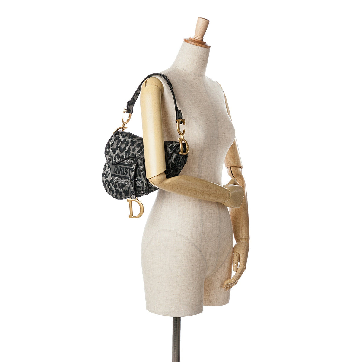Mizza Embroidered Canvas Leopard Saddle Bag