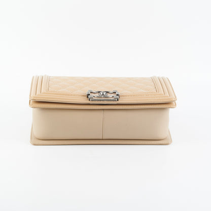 Chanel Old Medium Boy Patent Leather Beige